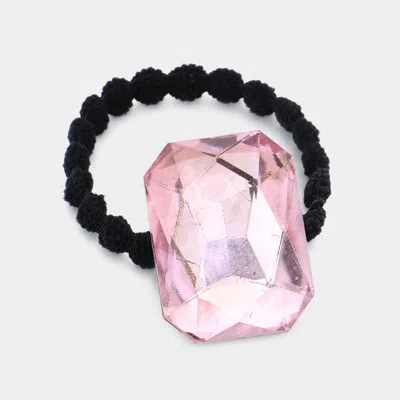 Fashnzfab Crystal Octagon Accented Stretch Hairband In Black
