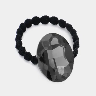 Fashnzfab Crystal Oval Accented Stretch Hairband In Black
