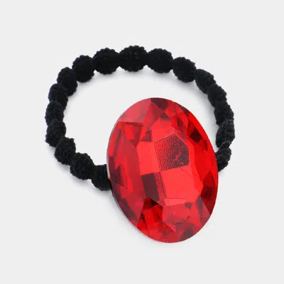 Fashnzfab Crystal Oval Accented Stretch Hairband In Red