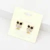 Fashnzfab Crystal Owl Stud Earrings In Gold