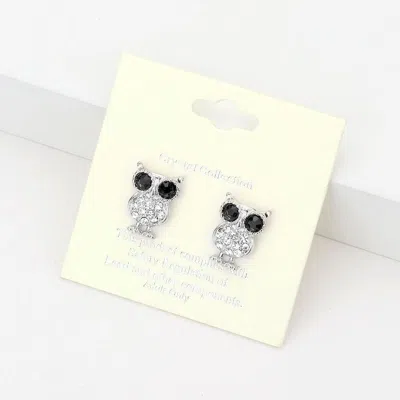 Fashnzfab Crystal Owl Stud Earrings In Multi
