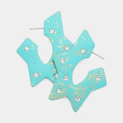 Fashnzfab Crystal Paint Splash Geometric Earrings In Blue