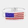 Fashnzfab Crystal Pave American Flag Hinged Bracelet In Multi