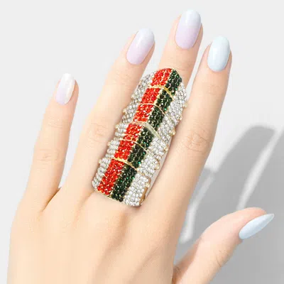 Fashnzfab Crystal Pave Armor Stretch Ring In Multi