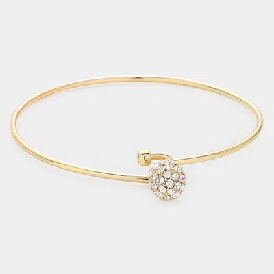 Fashnzfab Crystal Pave Ball Hook Bracelet Gold