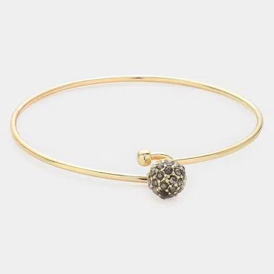 Fashnzfab Crystal Pave Ball Hook Bracelet Hematite In Blue