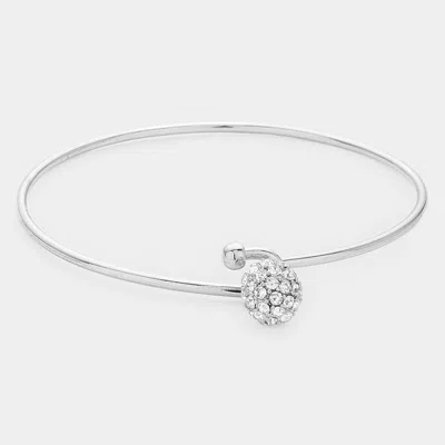 Fashnzfab Crystal Pave Ball Hook Bracelet Rhodium In Multi