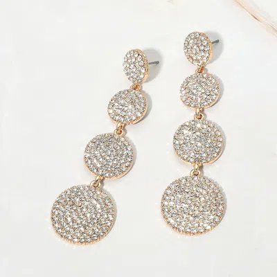 Fashnzfab Crystal Pave Disc Link Drop Evening Earrings In Gold