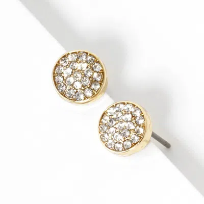 Fashnzfab Crystal Pave Disk Stud Earrings In Multi