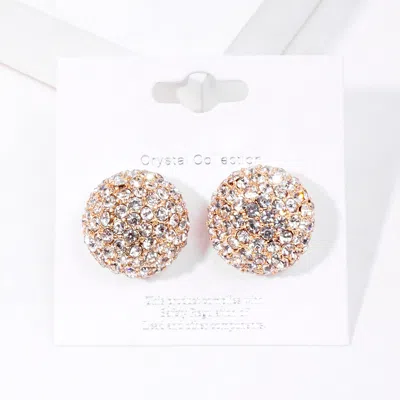 Fashnzfab Crystal Pave Dome Stud Earrings In Gold