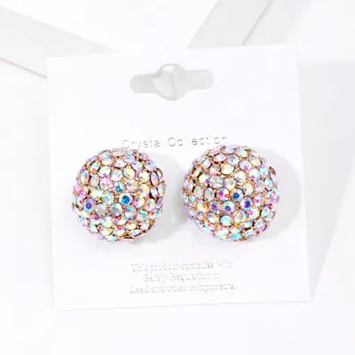 Fashnzfab Crystal Pave Dome Stud Earrings In Multi