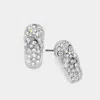 Fashnzfab Crystal Pave Flip Flop Stud Earrings In Metallic