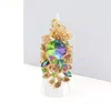 Fashnzfab Crystal Pave Floral Butterfly Stretch Ring In Brown