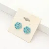 Fashnzfab Crystal Pave Flower Stud Earrings - Aqua, Blue In Blue