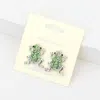 Fashnzfab Crystal Pave Frog Stud Earrings - Peridot In Green