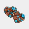 Fashnzfab Crystal Pave Full Heart Stud Earrings - Blue In Blue