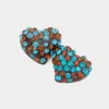 Fashnzfab Crystal Pave Heart Stud Earrings - Blue Zircon, Brown, Smoked Topaz In Blue