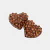 Fashnzfab Crystal Pave Heart Stud Earrings - Brown, Smoked Topaz In Brown