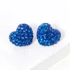 Fashnzfab Crystal Pave Heart Stud Earrings In Blue