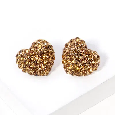 Fashnzfab Crystal Pave Heart Stud Earrings In Multi