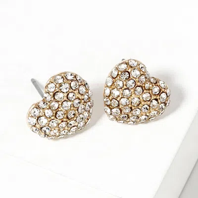 Fashnzfab Crystal Pave Heart Stud Earrings In Silver