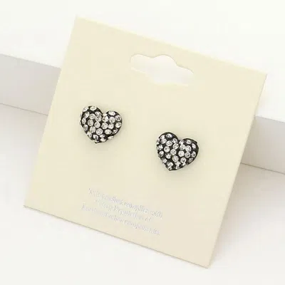 Fashnzfab Crystal Pave Heart Stud Earrings In Silver