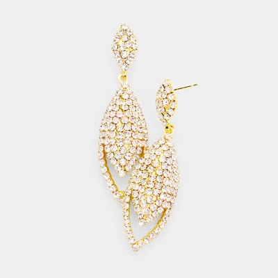 Fashnzfab Crystal Pave Oval Evening Earrings In Gold