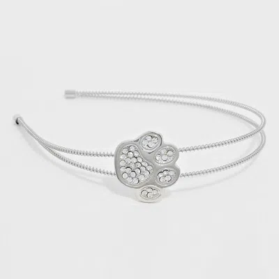 Fashnzfab Crystal Pave Paw Headband In Silver