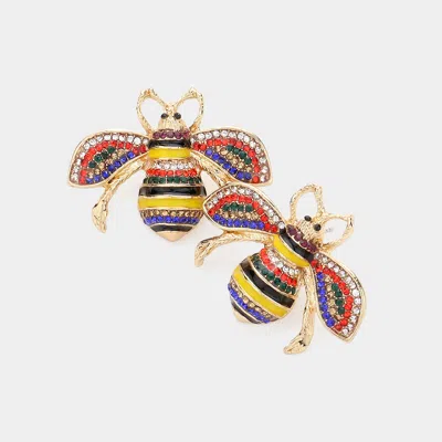 Fashnzfab Crystal Pave Queen Bee Earrings In Multi