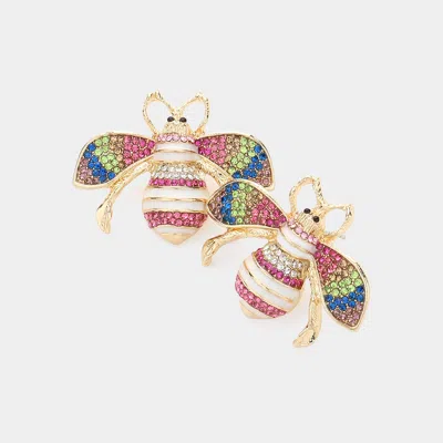 Fashnzfab Crystal Pave Queen Bee Earrings In Multi