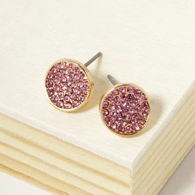 Fashnzfab Crystal Pave Round Disc Stud Earrings In Multi