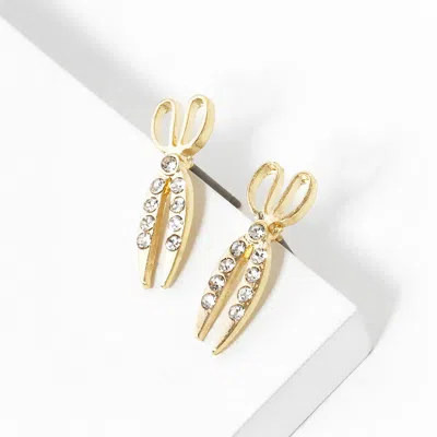Fashnzfab Crystal Pave Scissors Stud Earrings In Silver