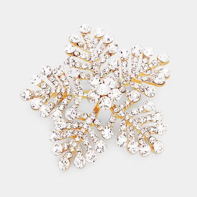 Fashnzfab Crystal Pave Snowflake Pin Brooch In Multi