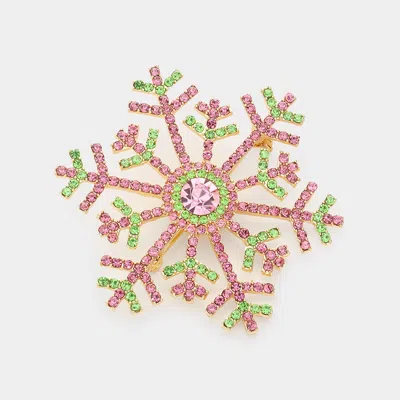 Fashnzfab Crystal Pave Snowflake Pin Brooch / Pendant 2" X 2.4" In Green