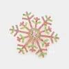 Fashnzfab Crystal Pave Snowflake Pin Brooch / Pendant 2" X 2.4" In Pink