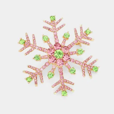 Fashnzfab Crystal Pave Snowflake Pin Brooch / Pendant In Multi