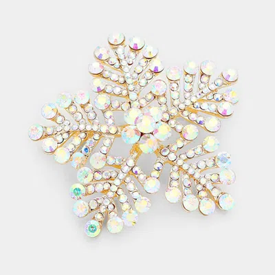 Fashnzfab Crystal Pave Snowflake Pin Brooch In Silver