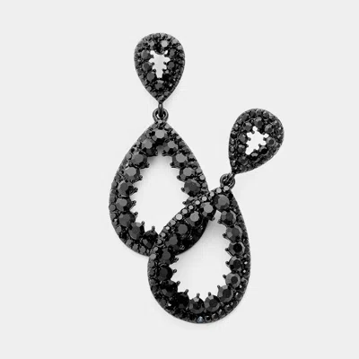 Fashnzfab Crystal Pave Teardrop Evening Earrings In Black