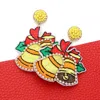 Fashnzfab Crystal Pave Trimmed Jingle Bell Dangle Earrings In Multi