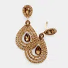 Fashnzfab Crystal Pave Trimmed Teardrop Clip On Earrings In Brown