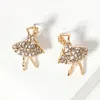 Fashnzfab Crystal Paved Ballerina Girl Stud Earrings - Clear, Gold In Gold