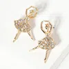 Fashnzfab Crystal Paved Ballerina Stud Earrings In Gold