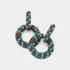 Fashnzfab Crystal Paved Circle Earrings - Blue Zircon, Dark Brown, Smoked Topaz In Multi