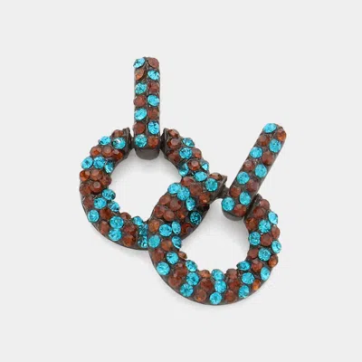 Fashnzfab Crystal Paved Circle Earrings - Blue Zircon, Dark Brown, Smoked Topaz In Multi