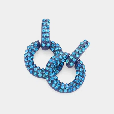 Fashnzfab Crystal Paved Circle Earrings In Blue