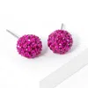 Fashnzfab Crystal Paved Round Dome Stud Earrings In Pink