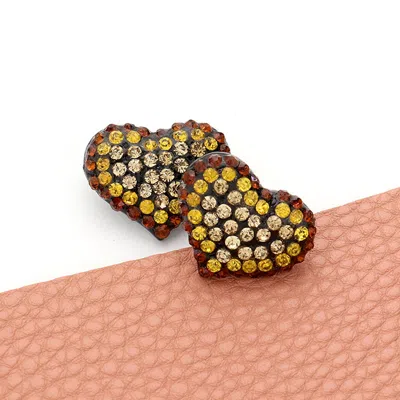 Fashnzfab Crystal Paved Heart Stud Earrings In Gold