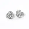 Fashnzfab Crystal Paved Heart Stud Earrings In Multi