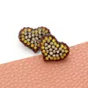 Fashnzfab Crystal Paved Heart Stud Earrings In Multi
