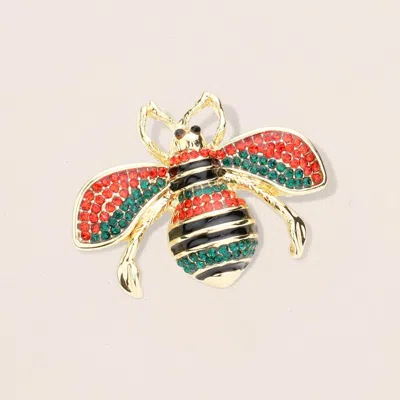 Fashnzfab Crystal Paved Honey Bee Pin Brooch In Gold